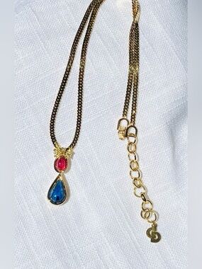 Vintage Christian Dior Pendant Necklace CD Adjustable